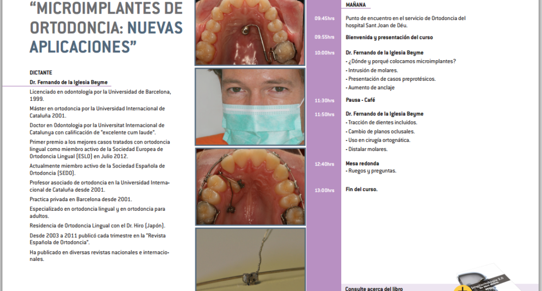 Foto 1 del artículo del Doctor Fernando de la Iglesia sobre Curso de Microtornillos impartido por el Dr Fernando de la Iglesia para el Master de Ortodoncia del Hospital San Juan de Dios de Barcelona