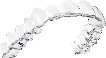 Vista lateral de los ataches Invisalign® Vista lateral de los ataches Invisalign